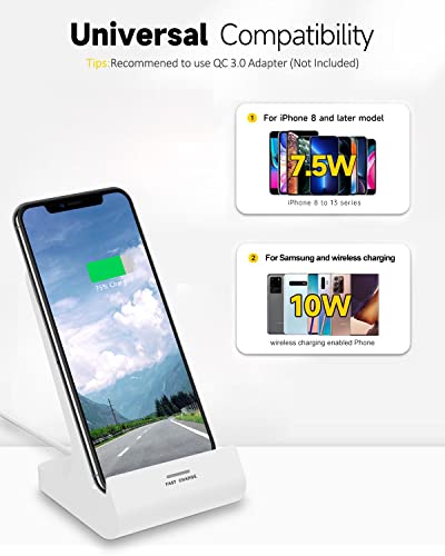 Z1 Wireless Charger Wireless Phone Charger Stand 10W Max Compatible with Apple iPhone 12/12 Pro Max/ 11Pro/11Pro Max/XR/XS Max/XS/X/8/8Plus, Samsung Galaxy - color: 1 Pack White