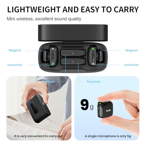 Wireless Lavalier Microphone for iPhone & Android Magnetic Mini Clip Mic | AI Noise Reduction;Lightning & Type-C;9g Light;55H Battery Life with Charging Case for TikTok YouTube Vlog Content Creation