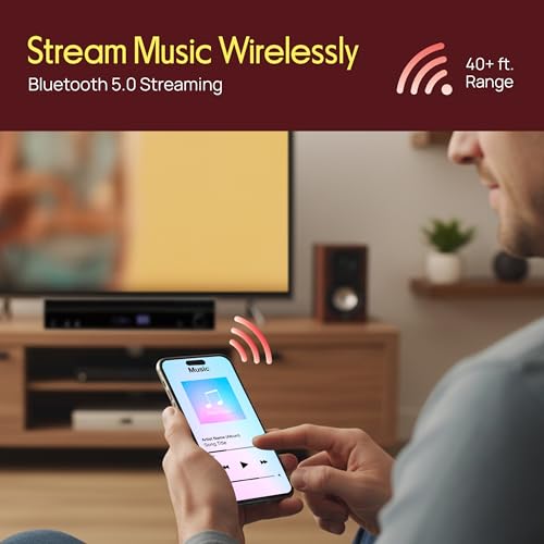Pyle 5.2 Channel Bluetooth Home Theater Amplifier, 240 watts Peak Power, Microphone Input with Echo for Karaoke, ARC Hi-Def Input, USB-A Input with MP3 Player, FM Radio - PT875BT