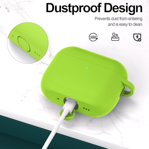 for AirPods Pro 3 Case Cover, Protective Soft Silicone with Keychain Cleaning Pen for Women Men for Apple AirPods Pro 3rd Generation Case(2025), Front LED Visible, Light Green - color: C-Light Green