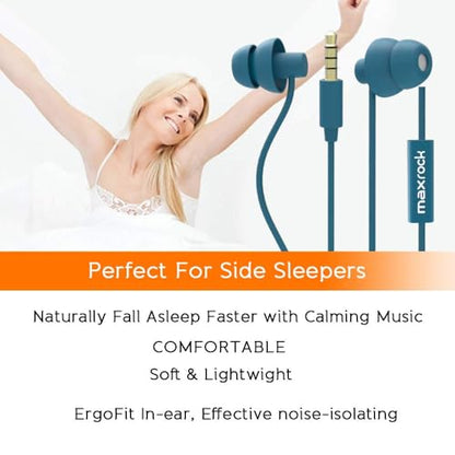 MAXROCK Sleep Earplugs - Noise Isolating Ear Plugs Sleep Earbuds Headphones with Unique Total Soft Silicone Perfect for Insomnia, Side Sleeper, Snoring, Air Travel, Meditation & Relaxation(wh) (Blue) - color: Blue
