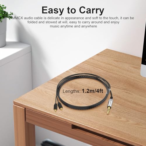 SE215 Cable Compatible with Shure SE215, SE215 PRO, SE315, SE425, SE425 PRO, SE535, SE846, AONIC 3, AONIC 4, AONIC 5 Earphone, MMCX Cable 3.5mm for PS4, PS5, Tablets, Laptops, Smartphones, 4ft