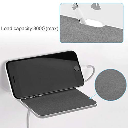 Wall Mount for Speakers, Webcam, Phones - Acrylic Floating Shelf (Silky White & Transparent) - color: Silky White & Transparent