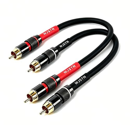 WJSTN-020 RCA to RCA Audio Cable, 1RCA Male to 1RCA Male Stereo Audio Cable Converter, Digital Stereo Audio Cable for subwoofer, Home Theater, high-Fidelity Audio-Double Shielding-2 Pack (4IN) - size: 4IN