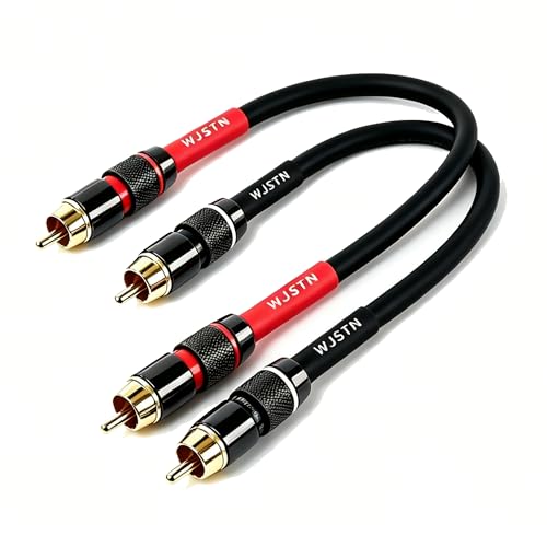 WJSTN-020 RCA to RCA Audio Cable, 1RCA Male to 1RCA Male Stereo Audio Cable Converter, Digital Stereo Audio Cable for subwoofer, Home Theater, high-Fidelity Audio-Double Shielding-2 Pack (4IN) - size: 4IN