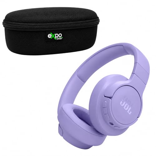 JBL Tune 770NC Case Bundle (Purple) Wireless Over-Ear Headphones, Noise Cancelling, Bluetooth 5.3, 70H Battery, Speed Charge, Foldable with Expo Gear Weather-Resistant Hard-Shell Case