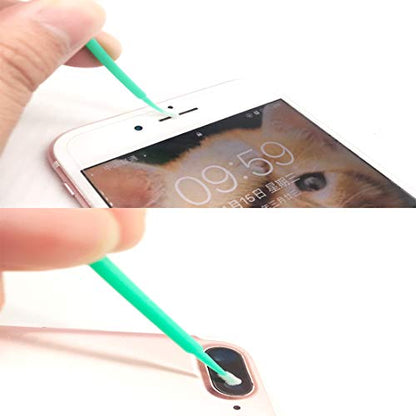 100 Pack Phone Charge Port Cleaning Tool kit,Bendable Mini Soft Round Brushes Cleaner Compatible with iPhone 11 Pro Speaker Tablet Camera Laptop Computer Smartphone - color: Green