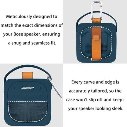 for Bose New SoundLink Micro 2nd Gen Speaker Silicone Case, Twilight Blue | 1:1 Molded Fit, Shock Absorption, Metal Carabiner, Flexible Carry Handle, Anti-Slip Texture, Elastic Recovery - color: Dark Blue Case