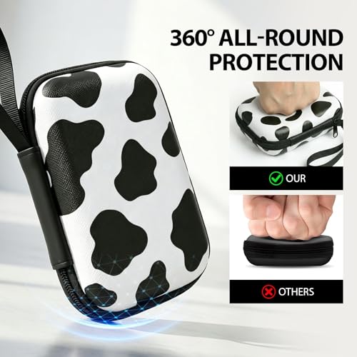 【Woyinger】 Printed EVA Hard Earbud Case Travel Organizer, Carrying Pouch for Wired & Wireless Earphones, Charging Cables, USB Flash Drives, Electronics Accessories Bag, Black and White - color: A1-Black and White