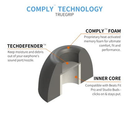Comply Memory Foam Replacement Ear Tips, Black, Small (3 Pairs) | For Beats Fit Pro & Beats Studio Buds, Ultimate Comfort, Secure Fit, Superior Noise Isolation - size: Small