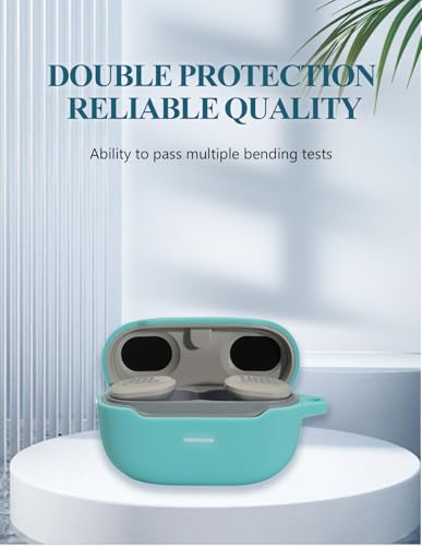 Case for JBL Endurance Race TWS True Wireless Sports Earbuds, WUNIAK Soft Silicone Protective Portable Scratch Shock Resistant Shell with Cleaner Kit & Carabiner & Lanyard ，Mint Green - color: Mint green
