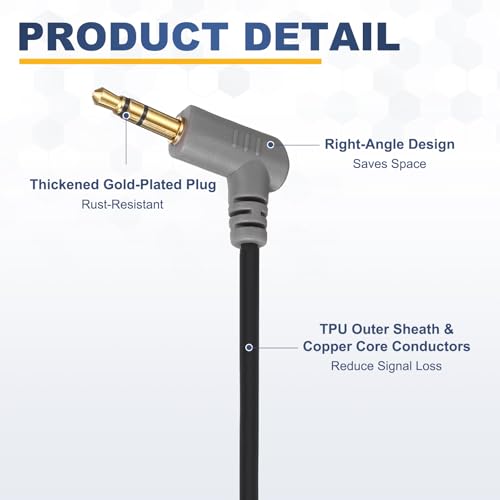 3.5mm TRS to TRS Patch Cable Cord Wire, Angle-Angle Microphone Patch Cable Coiled Retractable Adapter for Video Mic DSLR Camera PC, Black(3-Pole to 3-Pole)