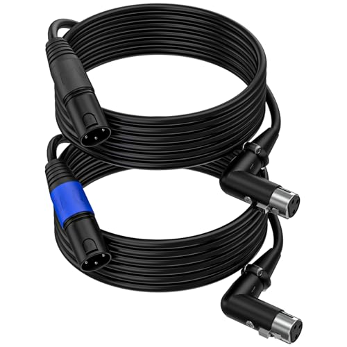 LanSenSu Right Angle XLR to Straight XLR Plug Cable, 90-Degree Female to Straight Male Balanced Cord 3-Pin to 3-Pin, (Right Angle -Female-10FT, 2Pack) - style: Right Angle -Female-10FT