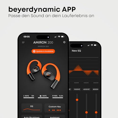beyerdynamic AMIRON 200 True Wireless Bluetooth Earbuds w/Ear Hooks. Running, Biking, Sport, Fitness Open Headphones with 36Hrs Playtime. IP54 Weather Resistant Earphones, Lightweight. Black w/Orange - color: Sport