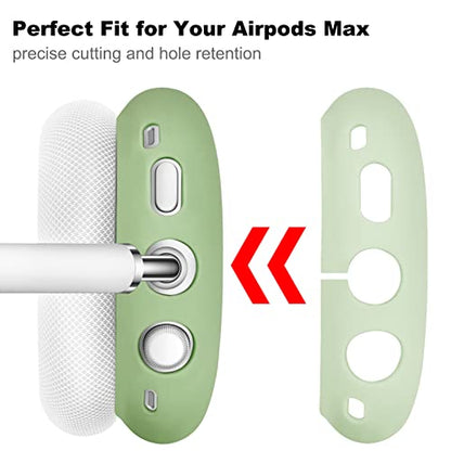 FILOTO Case for Airpods Max Headphones, Ear Pad Case Cover/Ear Cups Cover/Headband Cover for AirPods Max (USB-C/Lightning)(2024/2020), Silicone Accessories Cases (Cactus Green) - color: Cactus Green