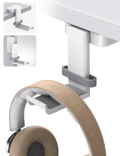 Lamicall Headphone Stand Adhesive Rotatable Headset Earphone Hanger Hook | 360° Rotation Earphone Holder, Cable Organizer Headphone Stand, for All Headset Gaming HyperX, Razer, Sony, Senn heiser - color: White