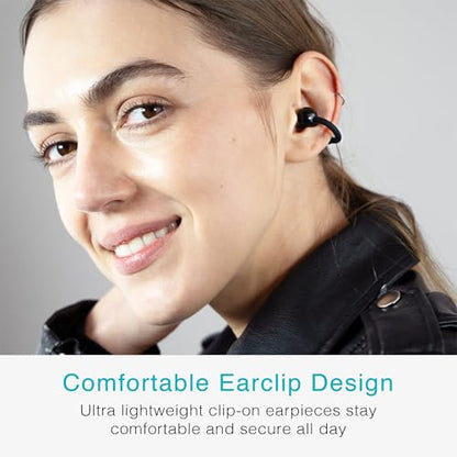 MEE audio Pebbles Air Open Ear True Wireless Earbuds - Bluetooth 5.3 Lightweight Earclip Headphones with Headset Microphone & Call Noise Reduction for Gym/Workouts/Sports and Gaming (Onyx/Black) - color: Onyx