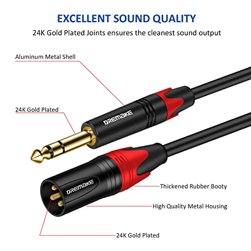 6.35mm 1/4'' TRS to XLR Male 40FT Cable - Balanced Audio Stereo Mic Cord for Pro Audio Mixer Microphone - size: 40FT/12.0M