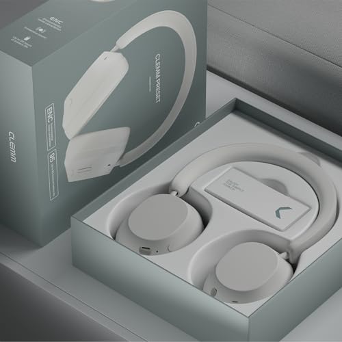 Clemm Preset Wireless Over-Ear Headphones, 95H Playtime, Bluetooth, 40mm Drivers, Built-in Mic, Memory Foam Earcups, Aux Cable Included, Foldable Design, Ivory - color: Ivory