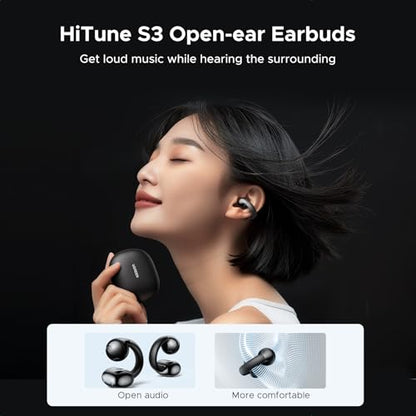 UGREEN HiTune S3 Open Ear Earbuds, Bluetooth 5.4, Clip on Earbuds, Black | Lightweight, Comfort, Wireless Headphones ENC Clear Calls, 30H Playtime, IPX5 Waterproof, for Driving Running Workout Cycling - color: Black