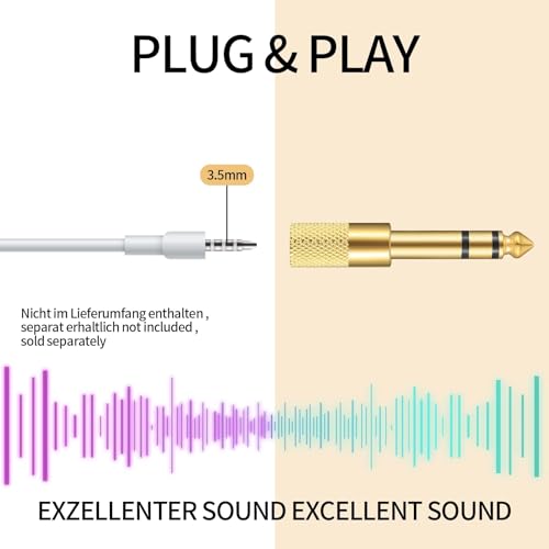 Xujinsongg 6.35mm (1/4 inch) Male to 3.5mm (1/8 inch) Female Stereo Headphone Adapters, 4 Pcs 3.5mm/1/8'' Female to 6.35mm/1/4'' Male Stereo Audio Adapter Jack Plug for Headphone, Gold Plate