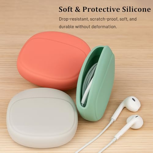 6-Pack Silicone Headphone & Cable Organizer Case – Mini Portable Storage Box for Earphones, Keys & Data Cables (Red, Grey, Green)