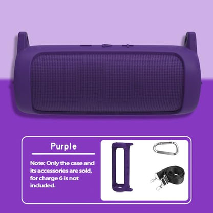 Protective Silicone Cover Sleeve for JBL FLIP 7 Bluetooth-compatible Speaker Soft Durable Anti-Drop Bump-resistant and Shock-proof Travel Carrying Case with Shoulder Strap and Carabiner (Purple) - color: Purple