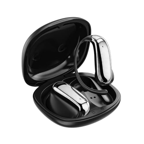 On-Ear Wireless Earbuds Lightweight Ear-Mounted Headphones Black | Bluetooth 6.0, IPX5 Sweat Resistant, 8H Playtime, Ear-hanging design Secure Comfortable Fit - color: Black