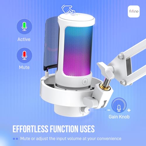 FIFINE A8TW USB Gaming Microphone Kit, Condenser Mic for Podcast Streaming - size: A8TW-Boom Arm