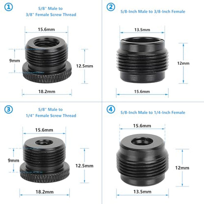 CAMVATE 8 PCS Microphone Mount Thread Adapter Set (Black)-3748