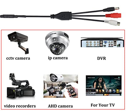 Surveillance Pickup Device Mic to RCA Surveillance Cable | Mic Audio Outdoor CCTV RCA Surveillance Microphone DVR High Preamp Amplified Pickup Device Mic External Camera Sound [3plug] - color: 3plug-Mic