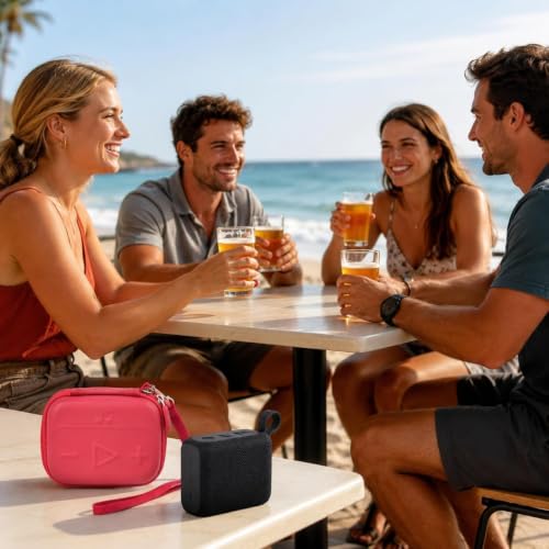 ANKHOH Hard Speaker Case for JBL Go 5/4/3 with Wrist Strap, Case Only - color: Red