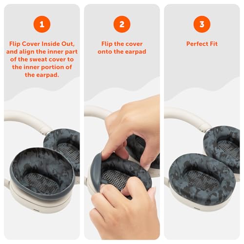 WC SweatZ XM5 - Patented Earpad Sweat Covers for Sony WH1000XM5 by Wicked Cushions | Full 360 Earpad Protection | Sweatproof & Easily Washable | Black Camo - color: Black Camo