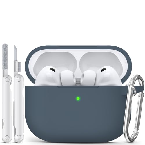 for AirPods Pro 3 Case 2025,Come with Cleaner Kit,Grey | Silicone Protective Cover for Airpod Pro 3rd Generation Case with Keychain,for Women Men,One-Piece Design,Shockproof - color: Grey