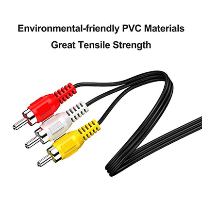 3.5mm to RCA AV Cable 5ft for Camcorder TV MP3 Speaker | 3.5mm TRRS to 3 RCA male cable, 5ft, Gold plated, Pure copper core, Audio + video, For camcorder/TV/MP3/tablet/speaker,