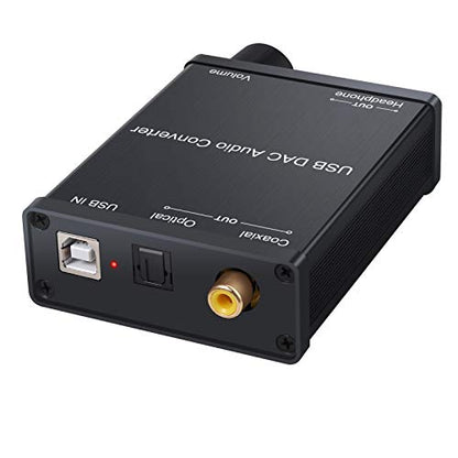 LiNKFOR USB DAC and Headphone Amplifier, Coaxial/Optical/6.35mm Headphone Output, USB to Coaxial S/PDIF Digital to Analog Converter Comaptible with Windows XP 7 10 and Mac PS4 PS3 - color: USB DAC with Amps