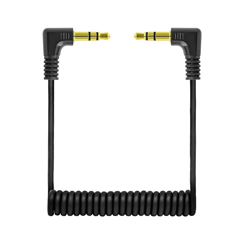 2 Pack 3.5mm Microphone Cable with 1/8'' Plug TRS to TRRS Jack Adapter Converter Spring Coiled Dual 3.5mm Patch Cable for Beats Studio Headset Headphone Audio DJI Mic Mini Microphone Camera