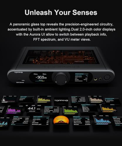 TOPPING DX9 Discrete Fully Balanced 1-Bit DAC & Headphone Amplifier | 131dB DNR | Six-Channel NFCA Module | LDAC Bluetooth 5.1 | Ten-Band PEQ | Hybrid Relay Volume Control (Silver) - color: Silver
