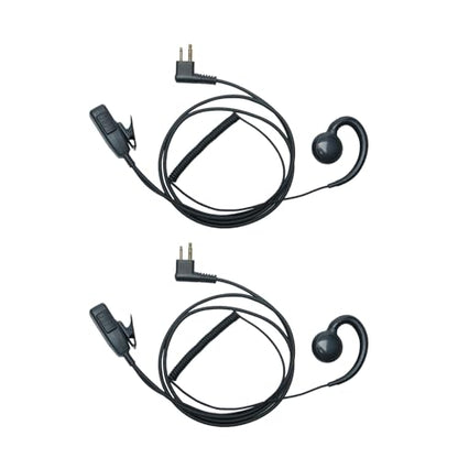 C-Shape Earpiece Compatible with Motorola CLS1110 2pcs | 2-pack over-ear C-ring walkie talkie headsets featuring PTT mic for CP200D CLS1410 CP185 RDM2070d 2-pin two-way radios