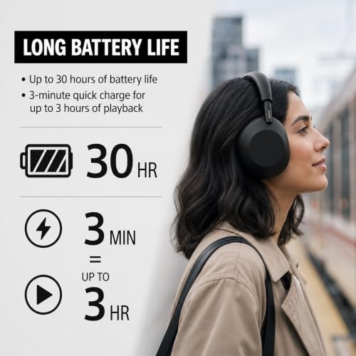 Sony WH1000XM6/B Best Wireless Noise Canceling Headphones, Black Bundle with Deco Essentials Headphones Ear Pads Replacement Headset Ear Cushions and Deco Gear Unofficial Master Guide - color: Charcoal