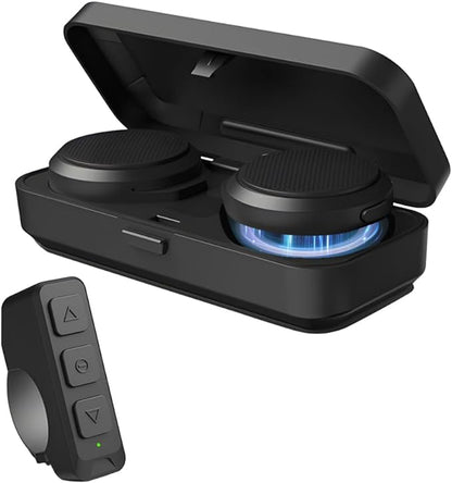 Motorcycle Bluetooth Headset, Bluetooth Helmet Speaker with Charging Case | Wireless Installation with Remote Control, BT5.3 Noise Cancellation, 1900mAh Battery 50+ Hours Work Time for Skiing Riding