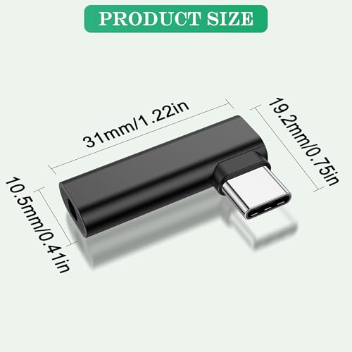 90 Degree USB C to 3.5mm Headphone Adapter,90 Degree Type C Male to 3.5mm Female Aux Audio Dongle Converter,for Devices with Type-C Interface (A) - style: A