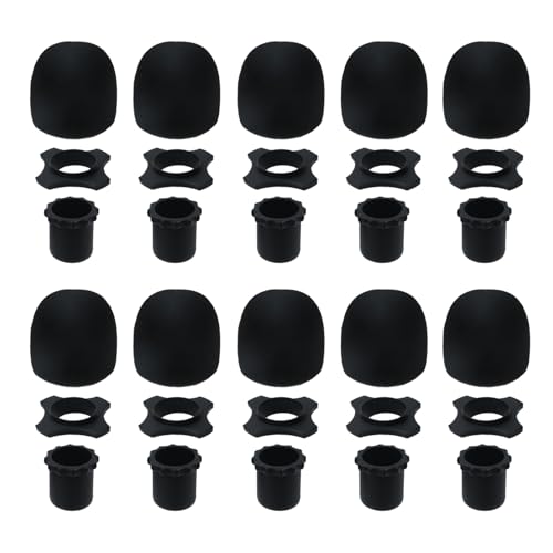 10 Sets of Shakeproof Anti-Rolling Handheld Microphone Silicone Ring Microphone Sponge Cover Silicone Protective Sleeve for KTV, Speech, Interview, Recording Studio, Black - style: 10 Sets, Black
