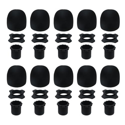 10 Sets of Shakeproof Anti-Rolling Handheld Microphone Silicone Ring Microphone Sponge Cover Silicone Protective Sleeve for KTV, Speech, Interview, Recording Studio, Black - style: 10 Sets, Black