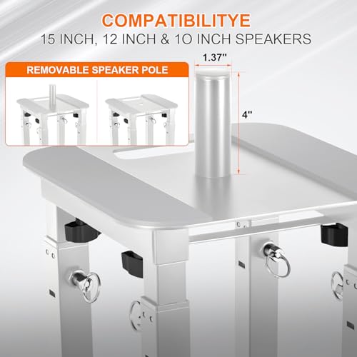 Adjustable Moving Head Light Totem Stands. Totem Light Stand, Adjustable 38.58-68.8 in, Black/White Scrims, Carry Bags, 35mm Speaker Mount, for for DJs & Event Lighting - color: White