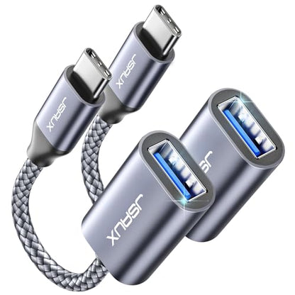 JSAUX USB C to USB 3.0 Adapter [2 Pack], USB C Male to USB Female OTG Cable Adapter Compatible with MacBook Pro/Air, iPhone 17 Pro Max/iPhone Air/17e/16e/16/15 Series, Samsung Galaxy S25/S24/S23 - color: Grey