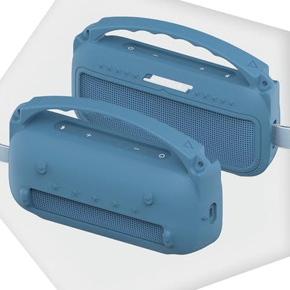JCHPINE Silicone Cover and Carrying Case for Bose SoundLink Flex Speaker | Protective Cases with Handle and Shoulder Strap, Soft Silicone Cover and Hard Travel Case (Blue) - color: Blue Case