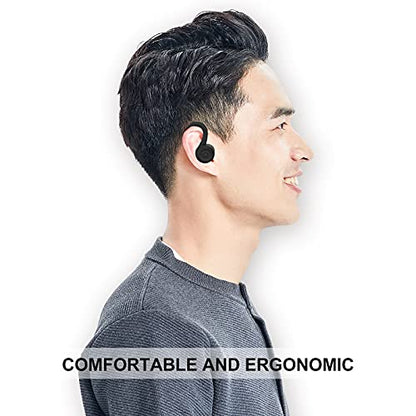 Loluka Over Ear Wireless Bluetooth Earbuds with Ear Hooks - Waterproof, Small, Noise Cancelling Headset for Workout, Sport, Gym - color: Black