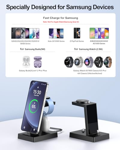 NANAMI 30W USB C 3 in 1 Charging Station for Samsung Devices | Android Devices Charging Station for Galaxy S26/S25/A37/A57/Z Flip8/Fold8, Galaxy Watch 8/7/6, Buds Pro, Not for Apple Watch