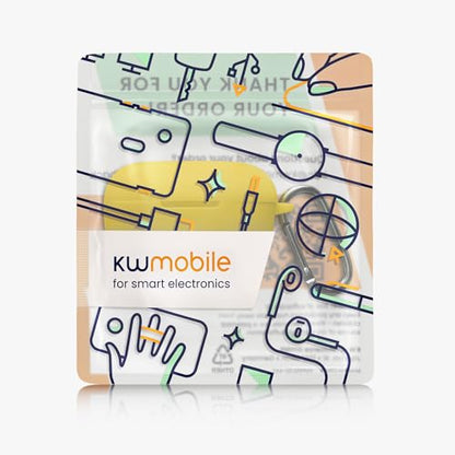 kwmobile Cover for Bose QuietComfort Earbuds Case - Silicone Cover for Earbuds Charging Case - Protective Headphone Holder with Carabiner Clip - Yellow - color: yellow